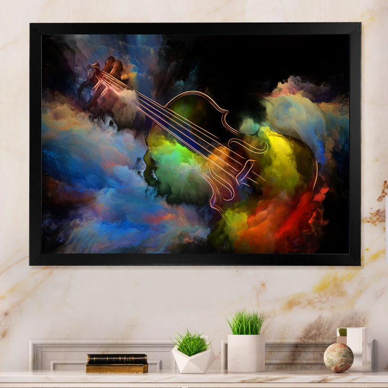 «Colorful Abstract Guitar Ii», reproduction d'art sur toile, Cadre noir, H 8 po x l 12 po x P 1 po