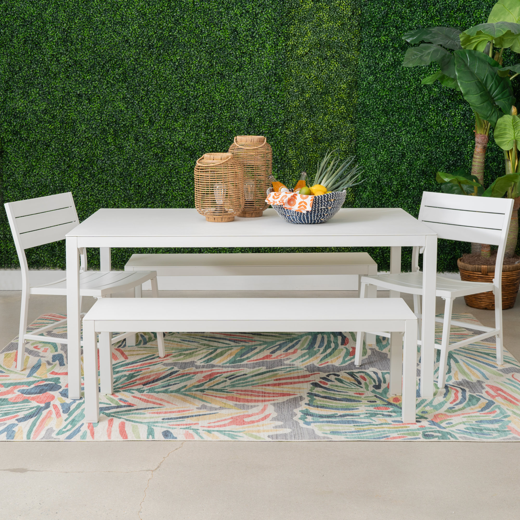 Armando Aluminum Outdoor 5PC Dining Set, White
