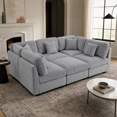 Nicholson 6-Piece Corduroy Modular Sleeper Sectional 
