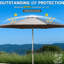 Parasol de table 9 pi - Gris, protégé, facile à ajuster, 8 nervures pour patio, jardin, plage, piscine
