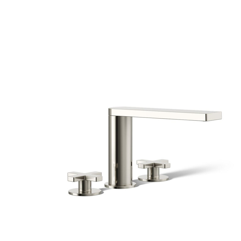 Composed Deck-Mount Bath Faucet With Cross Handles, Vibrant Polished Nickel