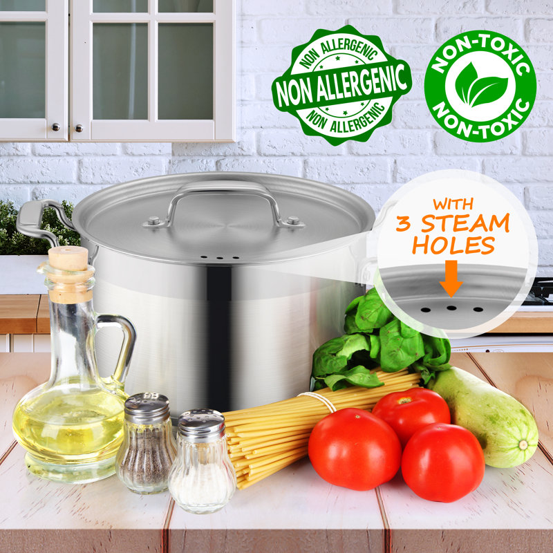 NutriChef 5 Quarts Stainless Steel Stock Pot