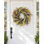 Couronne de porte d'entrée en herbe séchée artificielle de 61 cm (24 po) avec feuillage d'automne et baies, décor mural rustique pour la récolte d'automne et Thanksgiving