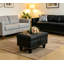 Repose-pieds de rangement en similicuir noir avec dessus capitonné et garniture cloutée-129207389
