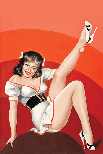 Impression d’art graphique, "titter magazine winking brunette", H 66 po x l 44 po x P 1,5 po