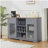 Modern Farmhouse Buffet Cabinet, Sideboard with 2 Drawers and Elegant Glass Door Cabinets