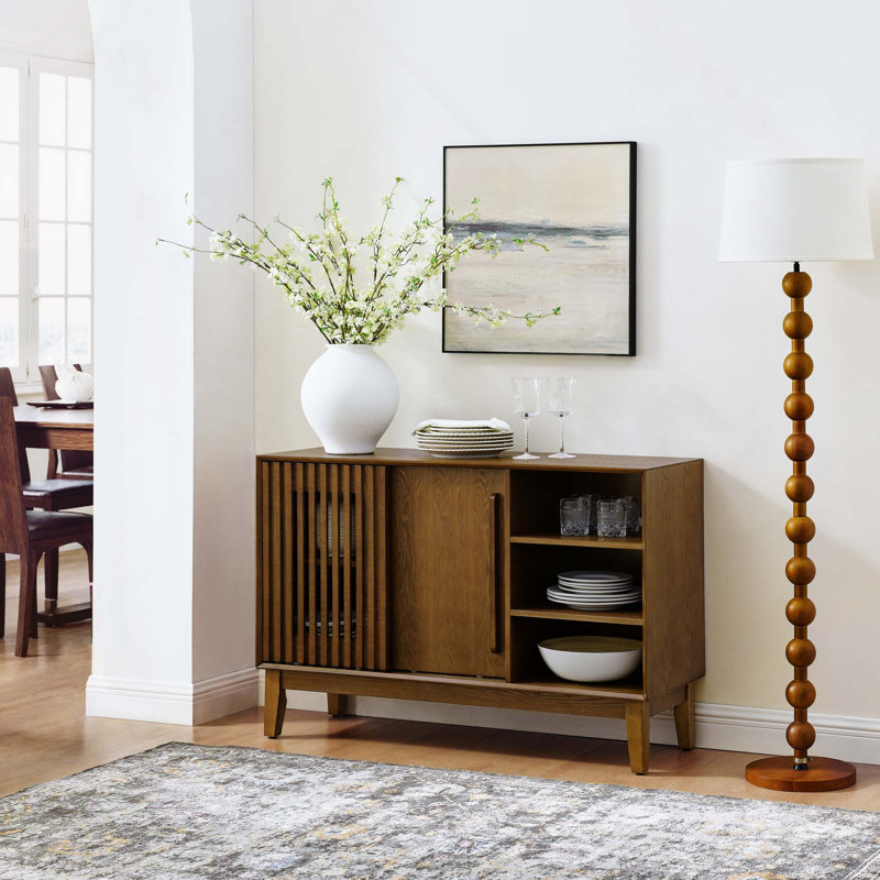 Buffet 47,3 "avec 2 portes et pieds en bois massif Farmhouse, Noyer brun
