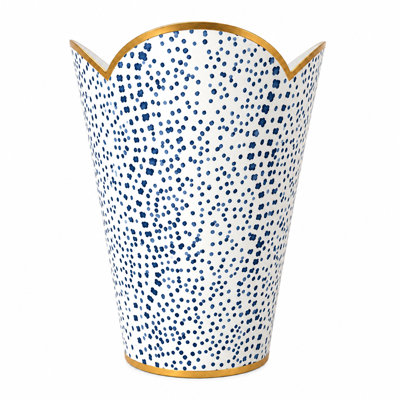 Navy Blue Polka Dot Wastepaper Basket