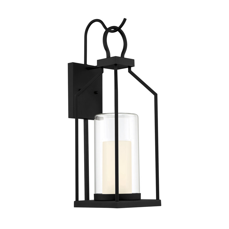 Lanterne murale d'extérieur 1 lumière Savoy House Hamilton en noir mat, H 23,5 po x l 7,5 po x P 9,5 po
