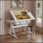 Adjustable Drawing Drafting Table with 2 Large Drawers and Stool for Home, Office, and School Use, White
