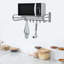Support de rangement pour micro-ondes mural en acier inoxydable avec 6 crochets pour l'organisation de la cuisine