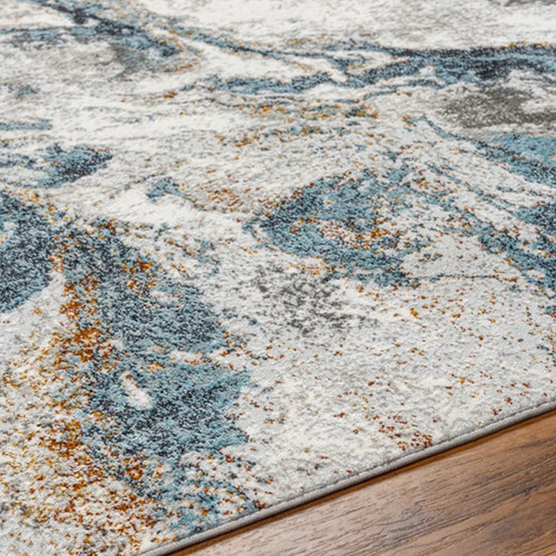 Blue Modern Rug, Abstract Easy to Clean Rug For Living Room, Dining Room, Bedroom, Kitchen, Rectangle 120 x 170 cm