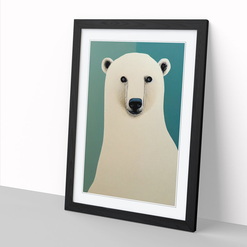 Lirim Polar Bear Minimalism - Picture Frame Print, Black, 46cm H x 34cm W x 2cm D