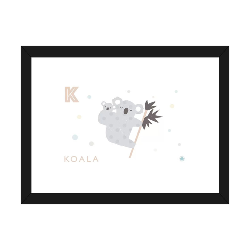 Koala - reproduction d'impression, H 24 po x l 32 po x P 1 po, Blanc, Papier encadré noir