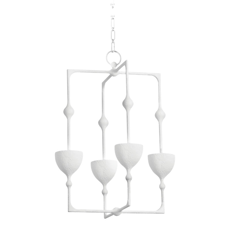 Lanterne 4 lumières Antalya, Blanc gesso, H 30,25 po x l 22 po x P 22 po