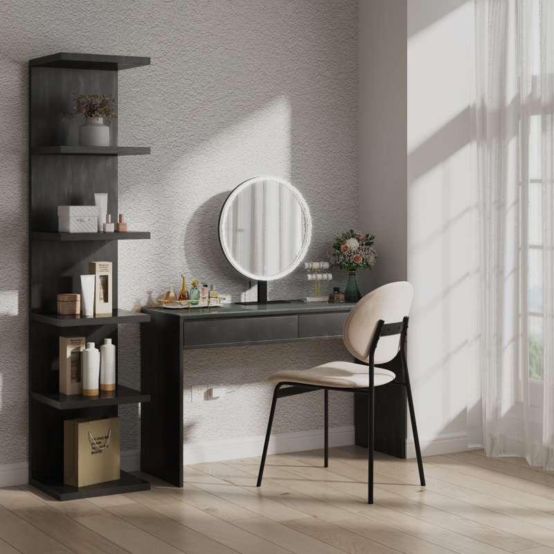 Miroir de salle de bain rond en cristal avec éclairage réglable