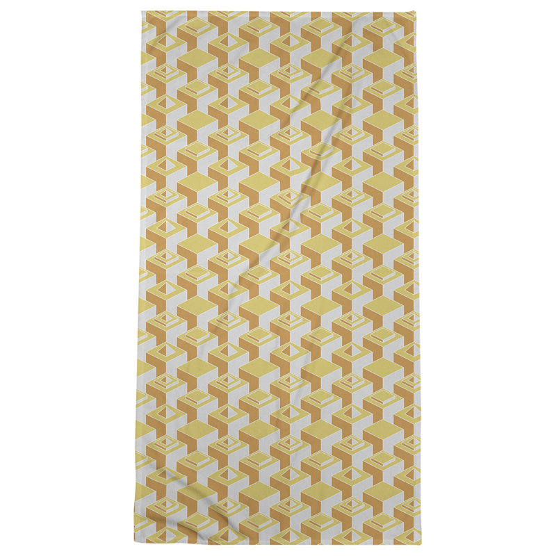 Serviette de plage classique gratte-ciels, Jaune/blanc