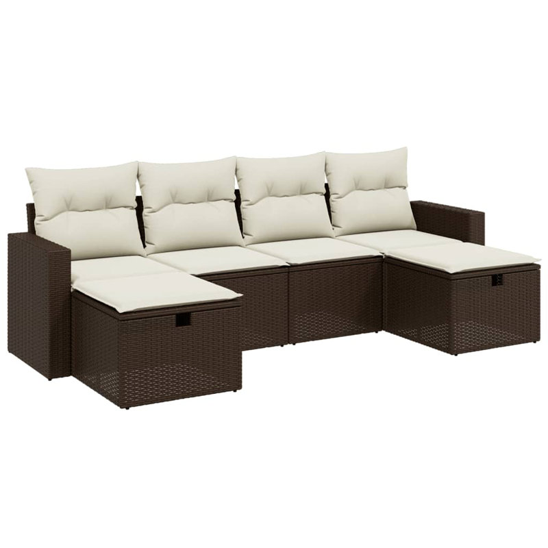 Ensemble de canapé de jardin Vidaxl en poly rotin brun, acier thermolaqué grand