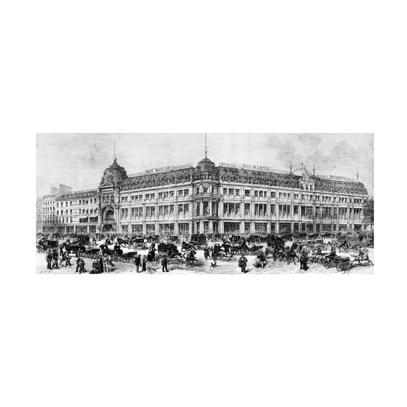 Michel Charles Fichot, les grands magasins Bon March, Paris, C.1887, H 14 po x l 32 po