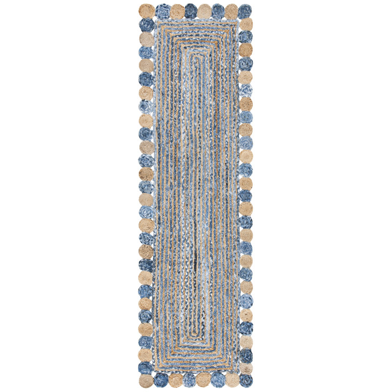 Cormier Abstract Jute/Sisal Blue/Beige Area Rug, Runner 2'3" x 6'