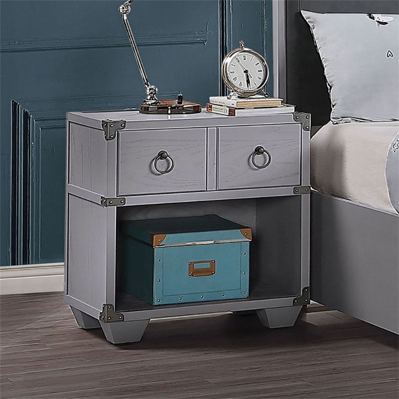 1 Drawer Nightstand With One Open Compartment In Grey Finish