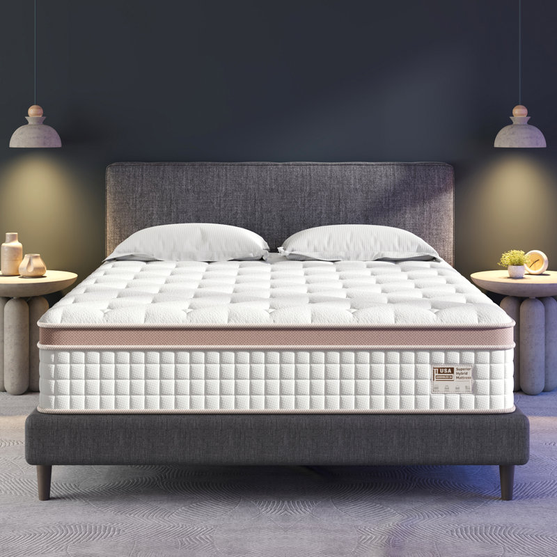 12"/14"Medium Hybrid Mattress with Pocket Springs & Cooling Gel Foam,Pressure Relief,Motion Isolation & Edge Support, 14"
