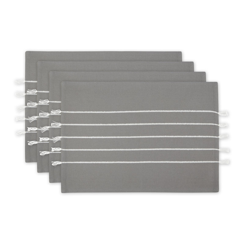 Ensemble de napperons en coton 4 pièces, Gris