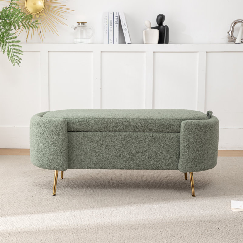 Kaycey Upholstered Storage Bench, Green