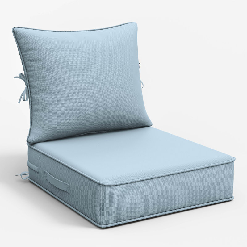 Ensemble de coussins de siège d'extérieur Wynee, 5", Bleu clair, 24" W x 24" D
