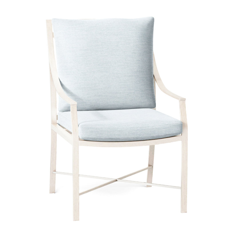 Monaco Patio Dining Armchair with Cushions, Slate Gray, Paper Sky, No Welt