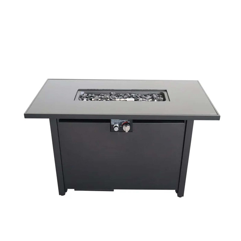 Table de foyer d'extérieur en acier avec couvercle H 25 po x l 42 po