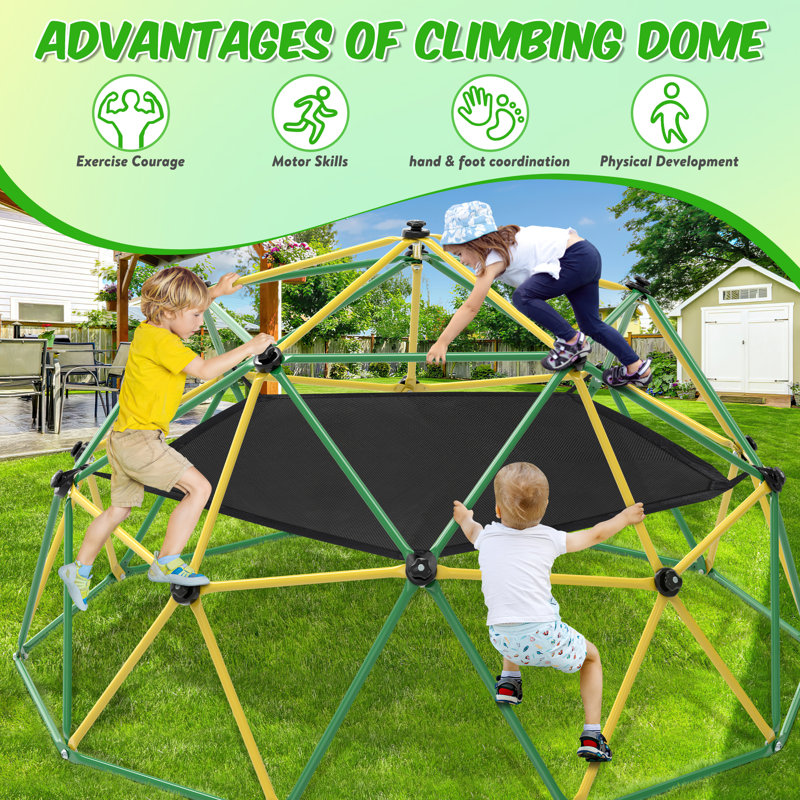 Climbing Dome For Kids 3-8 SPIDERCAMP New Version 10FT Geometric