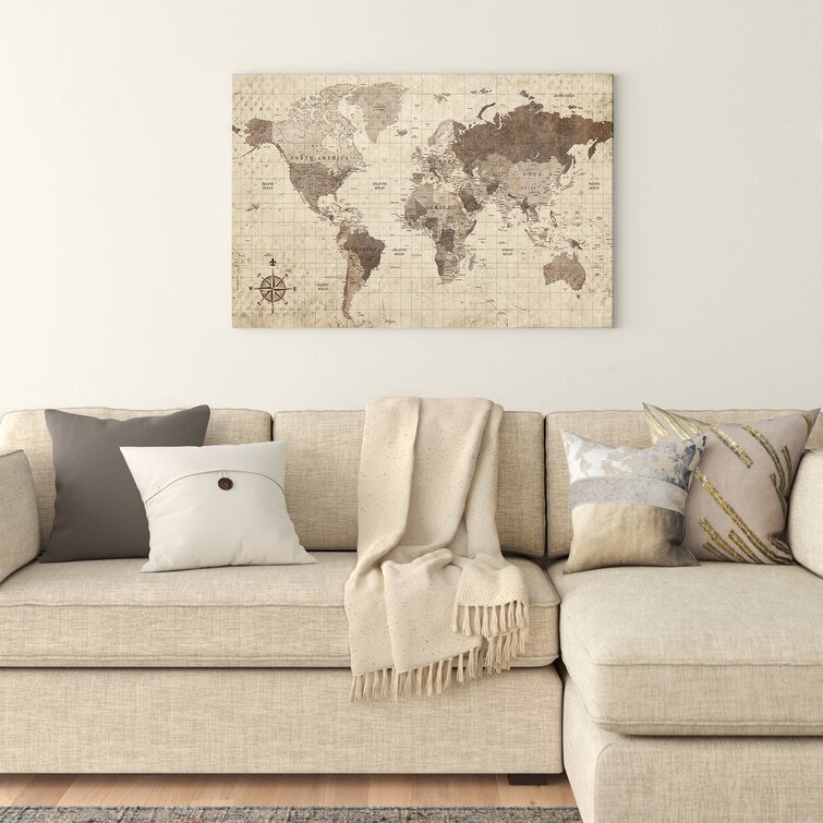 " Distressed World Map " on Canvas