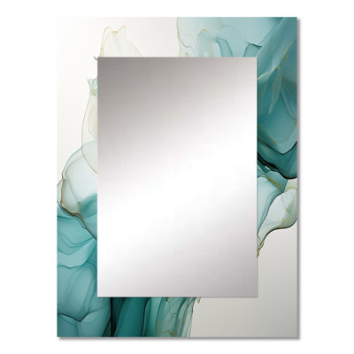 Green and grey liquid ink mirage II - Liquid Ink Wall Mirror, Modern Decorative Mirror, Printed Metal Art