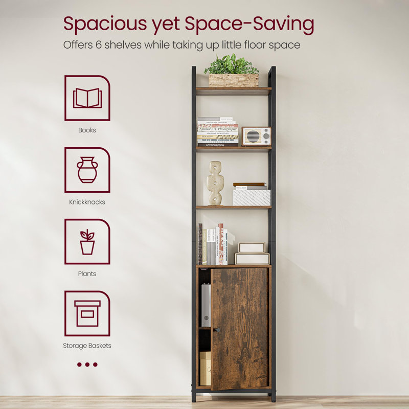 62.8‘’H Storage Bookshelf, Rustic Brown