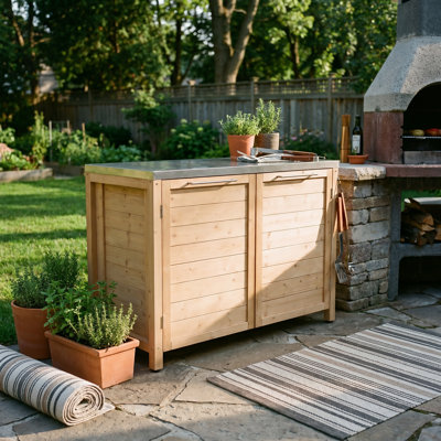 51.2" W  Outdoor Kitchen Island With 2 Door