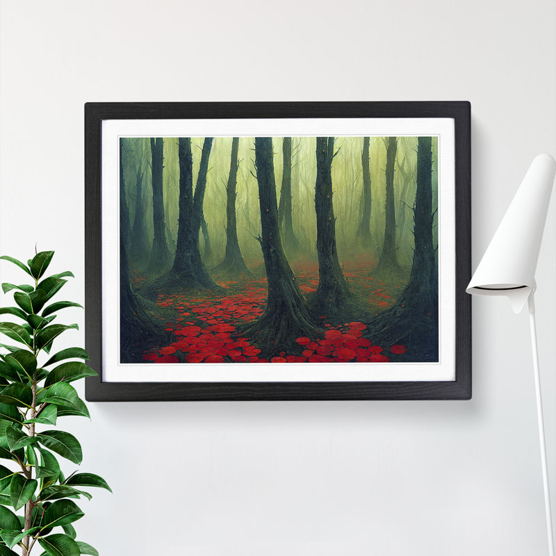 Beaming Forest - Single Picture Frame Print, 46cm H x 64cm W x 2cm D, Black