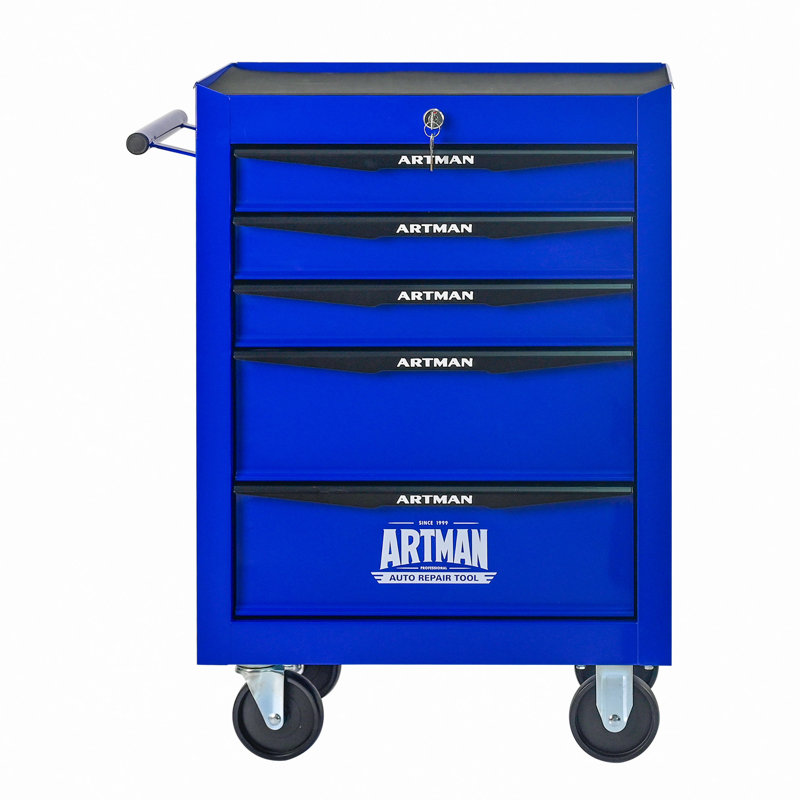 Coffre à outils roulant en métal avec 5 tiroirs, armoire à outils 20 po avec glissières à roulement à billes, boîte à outils en acier