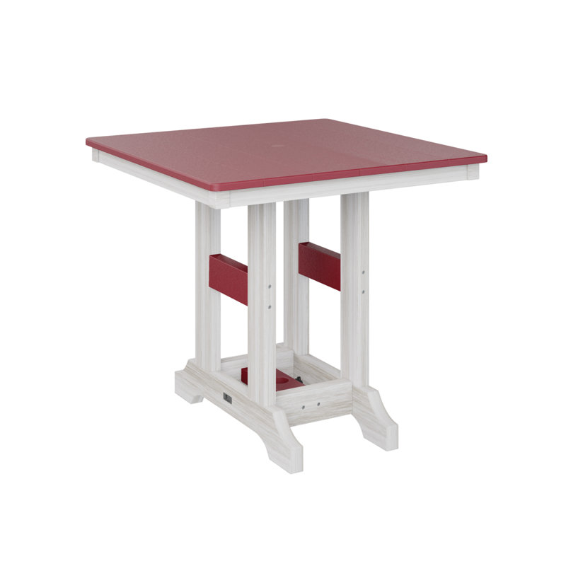 Garden Classic Outdoor Square Bar Table, 39.5" H x 33" W x 33" D, Scarlet Red, Seashell