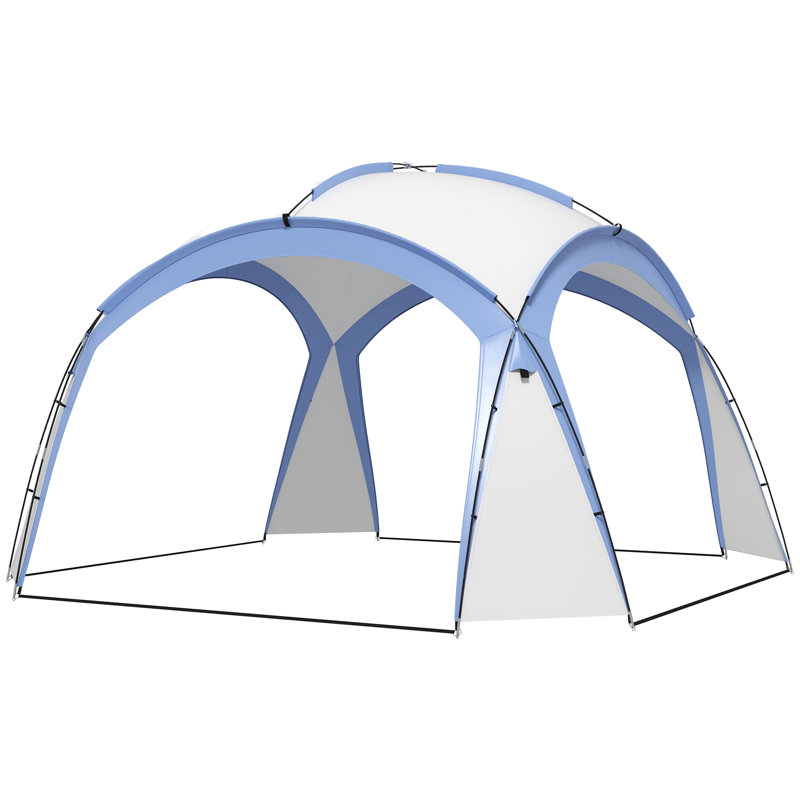 Dakota Fields 350cm W x 350cm D Polyester Cover Retractable Patio Awning,Freestanding Awning, Blue/White