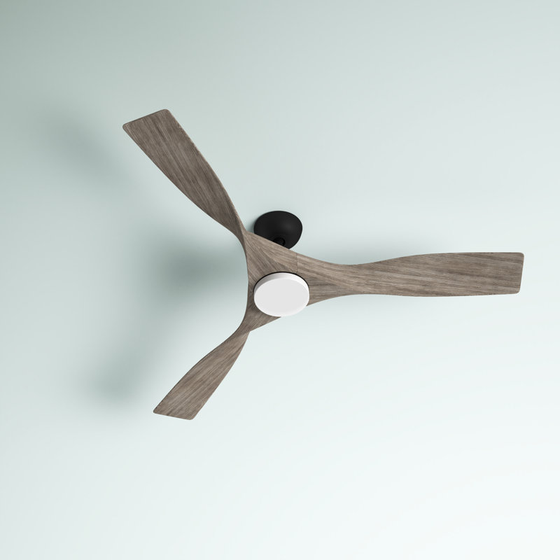 Ferland 60'' Ceiling Fan with LED Lights, Matte Black with Vintage Oak Blades