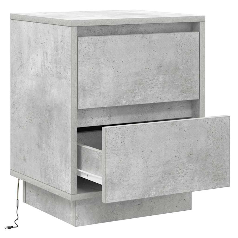 Bedside Cabinet 39 X 34.5 X 50 Cm Engineered Wood, Concrete Grey