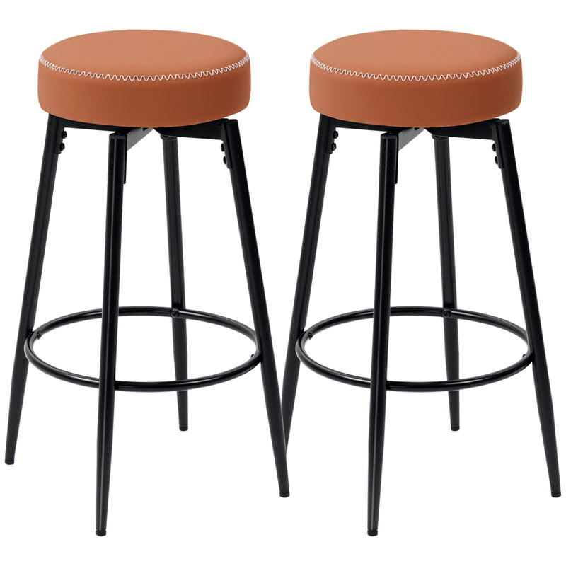 Swivel Upholstered Counter Stool with Metal Frame, Brown