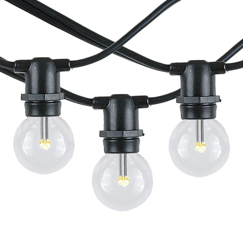 Warm White LED Globe Outdoor String Lights with Brown Wire, 100 Feet