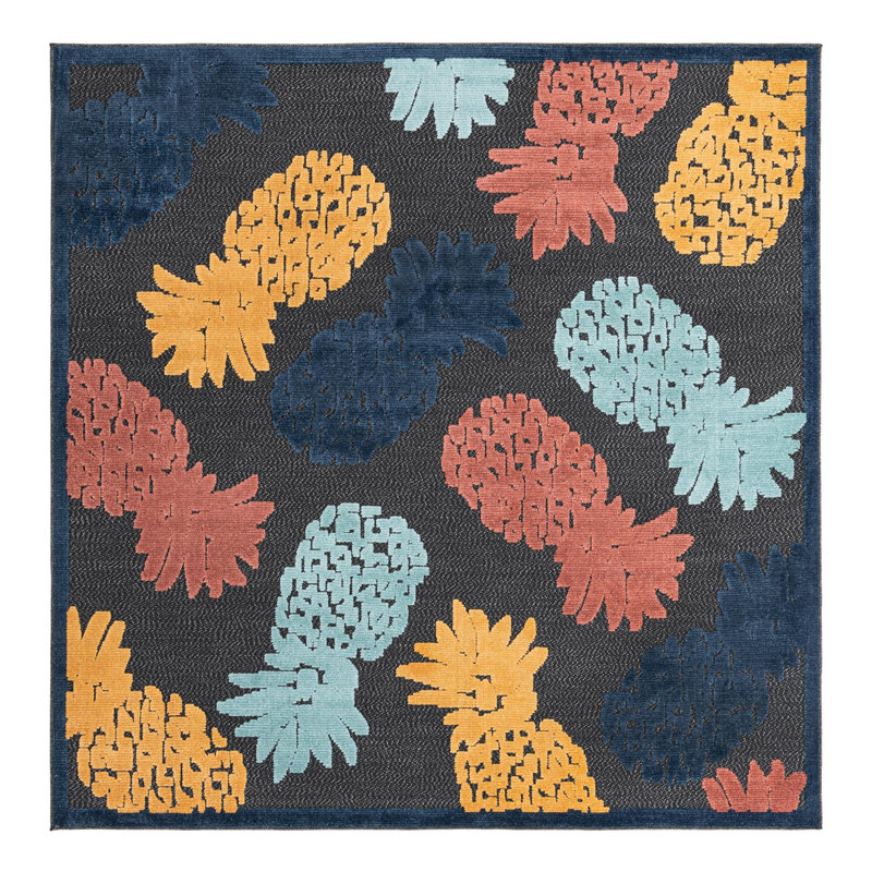Medfield Indoor/Outdoor Rug Black, Square 7'10"