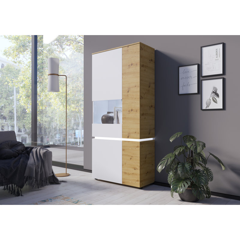 Bobbye Display Cabinet, Oak/White, Left