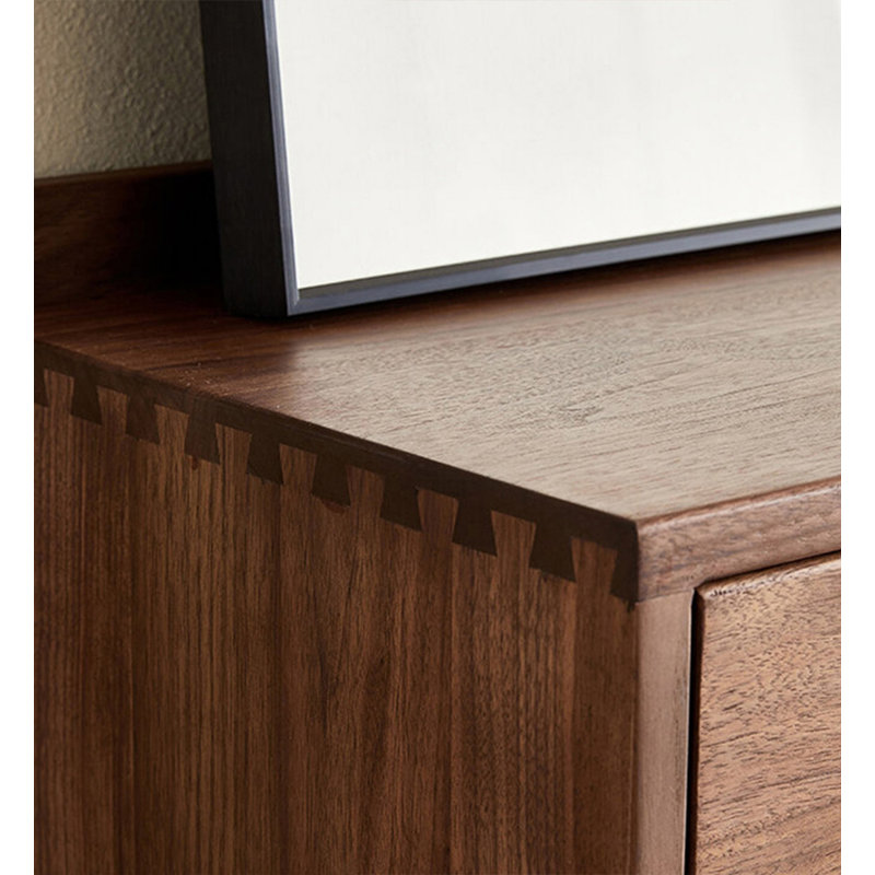 Walnut Wood 3 Door 3 Drawer Shoe Cabinet with Bottom Open Shelf