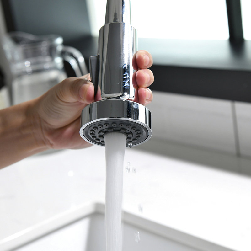 Contemporary Single Handle Lever Kitchen Faucet With Pull Down , , Spring - Down, Multifunctional, Easy Installation Commercial Hole Sink Finish, To Operate, Multifunctional Water Outlet