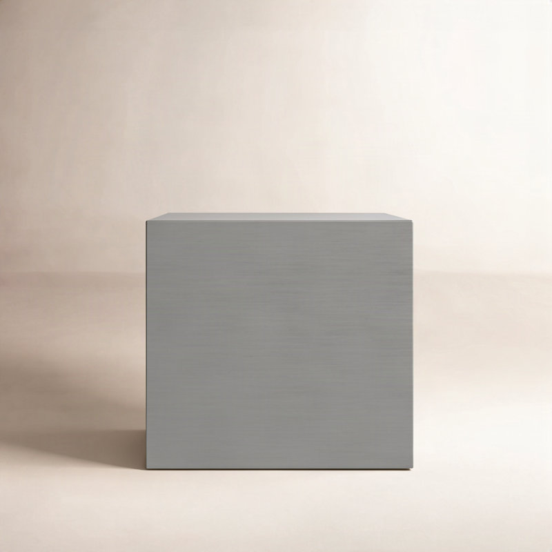 Jules Steel Top End Table, Brushed Metal, 20" H x 20" x 20" D