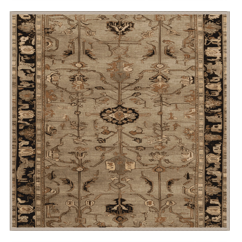 Tapis beige lavable à la machine, Carré 5 pi